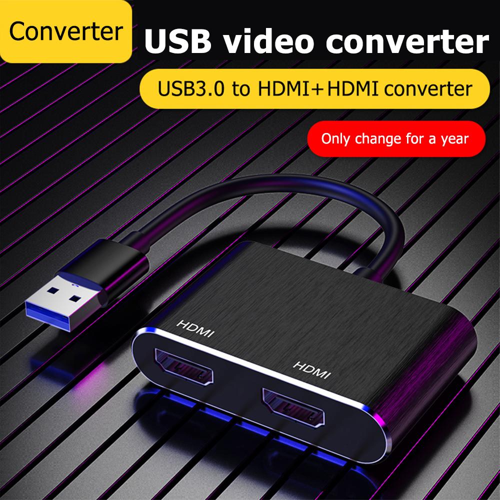 USB3.0 To Dual Hdmi-compatible 4K HD Simultaneous Display Dual-screen Type C Expansion Dock for Meeting / Video Teaching